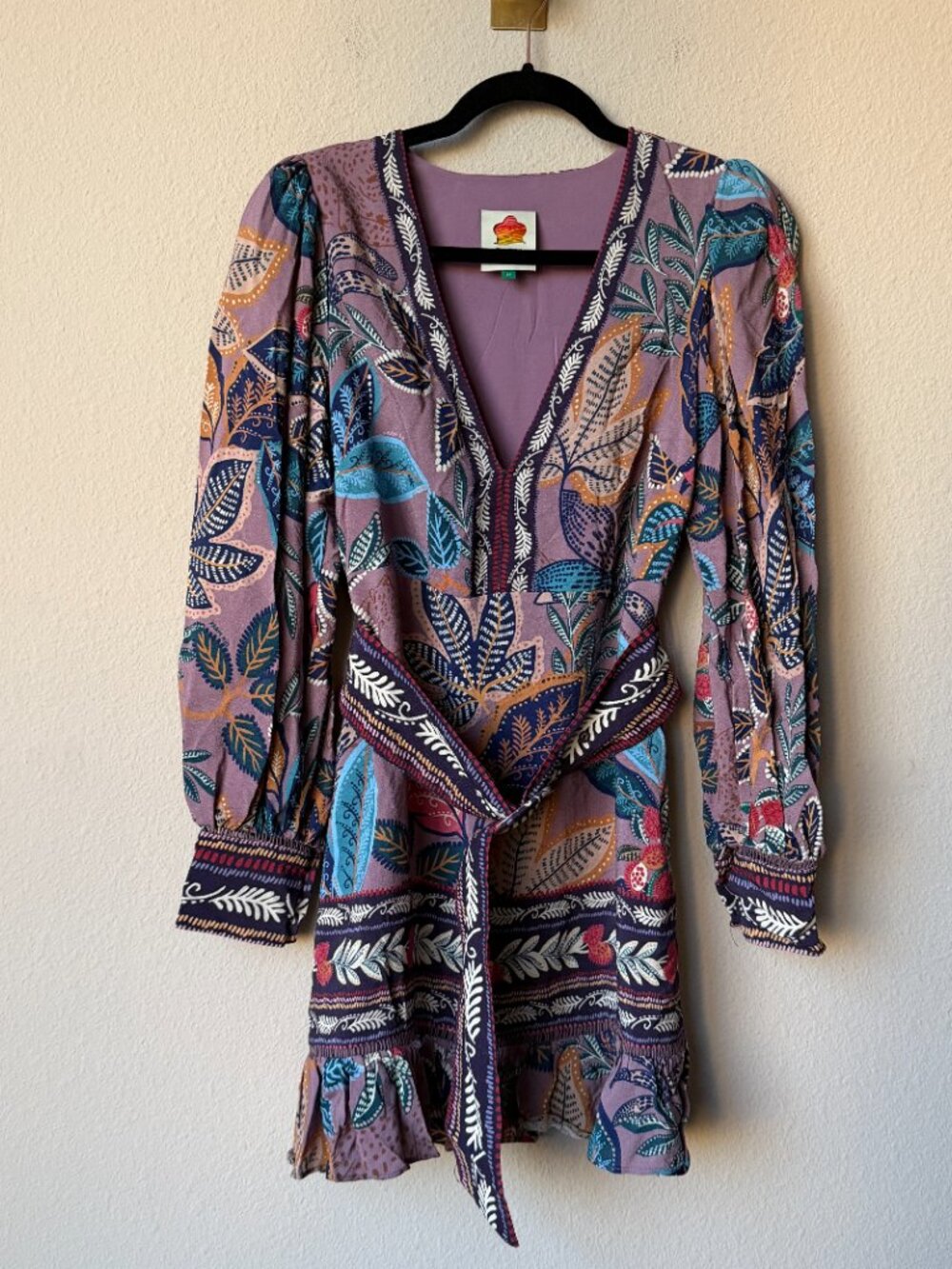 Farm Rio Wild Night Long Sleeve Mini Dress Size XS - Picture 2 of 8